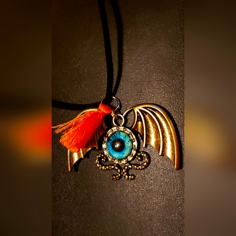 Eyeball Bat Pendant Necklace